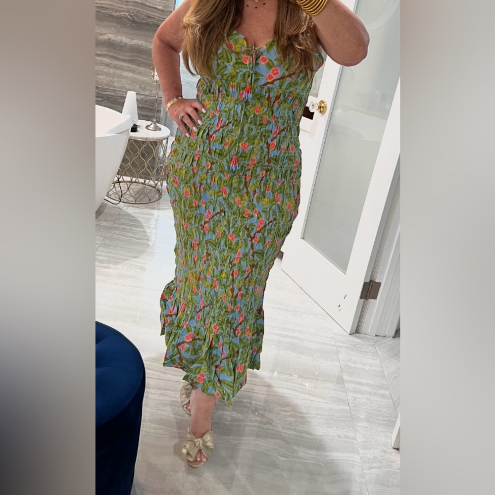 Anthropologie Green Floral Midi Dress - Picture 4 of 9